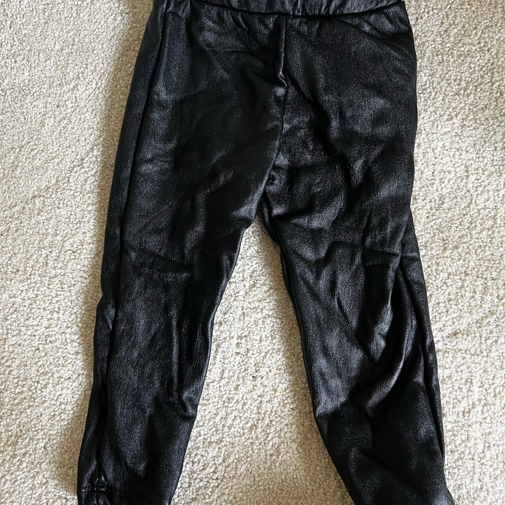 Zara Shiny Black faux leather Leggings 12-18